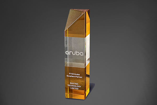 shows a 2022 Aruba Excellent Partner Award for Roctec Technology Limited