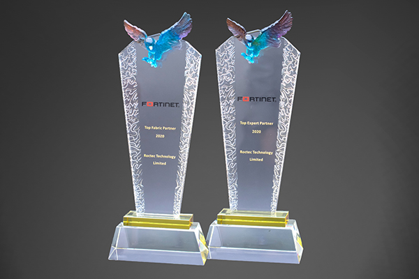a 2020 Fortinet Top Expert Partner Award and a 2020 Fortinet Top Fabric Partner Award for Roctec